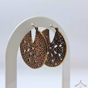 Filigree Bronze Statement Hoops